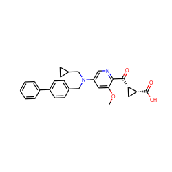 COc1cc(N(Cc2ccc(-c3ccccc3)cc2)CC2CC2)cnc1C(=O)[C@H]1C[C@H]1C(=O)O ZINC001772613884