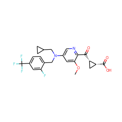 COc1cc(N(Cc2ccc(C(F)(F)F)cc2F)CC2CC2)cnc1C(=O)[C@H]1C[C@H]1C(=O)O ZINC001772624639