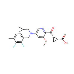 COc1cc(N(Cc2ccc(C)c(F)c2F)CC2CC2)cnc1C(=O)[C@H]1C[C@H]1C(=O)O ZINC001772623450