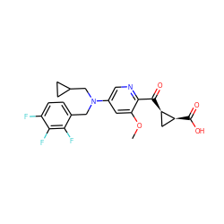 COc1cc(N(Cc2ccc(F)c(F)c2F)CC2CC2)cnc1C(=O)[C@@H]1C[C@@H]1C(=O)O ZINC001772637798