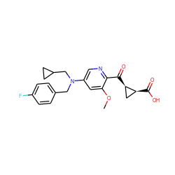 COc1cc(N(Cc2ccc(F)cc2)CC2CC2)cnc1C(=O)[C@@H]1C[C@@H]1C(=O)O ZINC001772611437