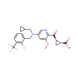 COc1cc(N(Cc2cccc(C(F)(F)F)c2Cl)CC2CC2)cnc1C(=O)[C@@H]1C[C@@H]1C(=O)O ZINC001772609224