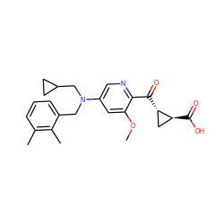 COc1cc(N(Cc2cccc(C)c2C)CC2CC2)cnc1C(=O)[C@H]1C[C@@H]1C(=O)O ZINC001772586903