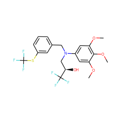 COc1cc(N(Cc2cccc(SC(F)(F)F)c2)C[C@@H](O)C(F)(F)F)cc(OC)c1OC ZINC000000589285