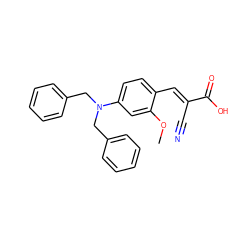 COc1cc(N(Cc2ccccc2)Cc2ccccc2)ccc1/C=C(\C#N)C(=O)O ZINC000205339253