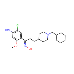 COc1cc(N)c(Cl)cc1/C(CCC1CCN(CC2CCCCC2)CC1)=N/O ZINC000299855053