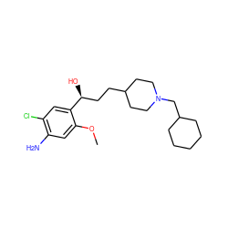 COc1cc(N)c(Cl)cc1[C@@H](O)CCC1CCN(CC2CCCCC2)CC1 ZINC000299856547