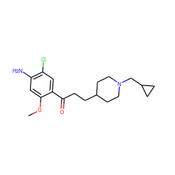 COc1cc(N)c(Cl)cc1C(=O)CCC1CCN(CC2CC2)CC1 ZINC000299856940