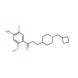 COc1cc(N)c(Cl)cc1C(=O)CCC1CCN(CC2CCC2)CC1 ZINC000299867699