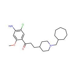 COc1cc(N)c(Cl)cc1C(=O)CCC1CCN(CC2CCCCCC2)CC1 ZINC000299867828