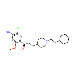 COc1cc(N)c(Cl)cc1C(=O)CCC1CCN(CCC2CCCCC2)CC1 ZINC000299858826