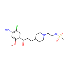 COc1cc(N)c(Cl)cc1C(=O)CCC1CCN(CCNS(C)(=O)=O)CC1 ZINC000000600432