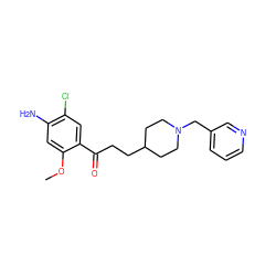 COc1cc(N)c(Cl)cc1C(=O)CCC1CCN(Cc2cccnc2)CC1 ZINC000299859996