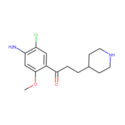 COc1cc(N)c(Cl)cc1C(=O)CCC1CCNCC1 ZINC000026501994