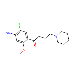 COc1cc(N)c(Cl)cc1C(=O)CCCN1CCCCC1 ZINC000026496291