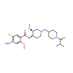 COc1cc(N)c(Cl)cc1C(=O)N[C@@H]1CCN(CC2CCN(C(=O)C(C)C)CC2)C[C@@H]1OC ZINC000043200290