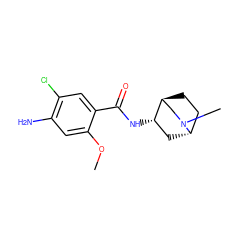 COc1cc(N)c(Cl)cc1C(=O)N[C@H]1C[C@H]2CC[C@H]1CN2C ZINC000100808320