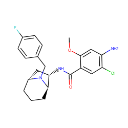 COc1cc(N)c(Cl)cc1C(=O)N[C@H]1C[C@H]2CCC[C@H]1N2Cc1ccc(F)cc1 ZINC000101480739