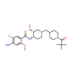 COc1cc(N)c(Cl)cc1C(=O)N[C@H]1CCN(CC2CCN(C(=O)C(C)(C)C)CC2)C[C@H]1OC ZINC000168599959