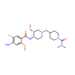 COc1cc(N)c(Cl)cc1C(=O)N[C@H]1CCN(CC2CCN(C(=O)N(C)C)CC2)C[C@H]1OC ZINC000168726354