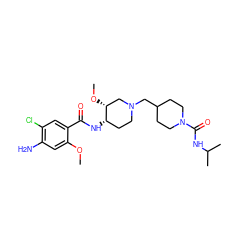 COc1cc(N)c(Cl)cc1C(=O)N[C@H]1CCN(CC2CCN(C(=O)NC(C)C)CC2)C[C@H]1OC ZINC000168725532