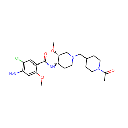 COc1cc(N)c(Cl)cc1C(=O)N[C@H]1CCN(CC2CCN(C(C)=O)CC2)C[C@H]1OC ZINC000168485153