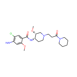 COc1cc(N)c(Cl)cc1C(=O)N[C@H]1CCN(CCC(=O)N2CCCCC2)C[C@H]1OC ZINC000141237001