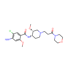 COc1cc(N)c(Cl)cc1C(=O)N[C@H]1CCN(CCC(=O)N2CCOCC2)C[C@H]1OC ZINC000653706018