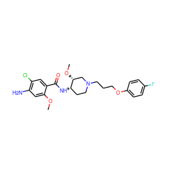 COc1cc(N)c(Cl)cc1C(=O)N[C@H]1CCN(CCCOc2ccc(F)cc2)C[C@H]1OC ZINC000004215367