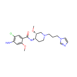 COc1cc(N)c(Cl)cc1C(=O)N[C@H]1CCN(CCCn2ccnc2)C[C@H]1OC ZINC000653703977