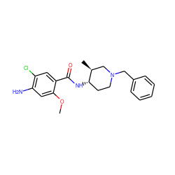 COc1cc(N)c(Cl)cc1C(=O)N[C@H]1CCN(Cc2ccccc2)C[C@@H]1C ZINC000013553228