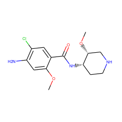 COc1cc(N)c(Cl)cc1C(=O)N[C@H]1CCNC[C@H]1OC ZINC000000404157