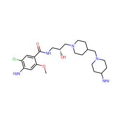 COc1cc(N)c(Cl)cc1C(=O)NC[C@@H](O)CN1CCC(CN2CCC(N)CC2)CC1 ZINC000028087327