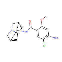 COc1cc(N)c(Cl)cc1C(=O)NC1[C@H]2CC3C[C@H]1CN3C2 ZINC000100818852