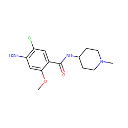 COc1cc(N)c(Cl)cc1C(=O)NC1CCN(C)CC1 ZINC000002000706