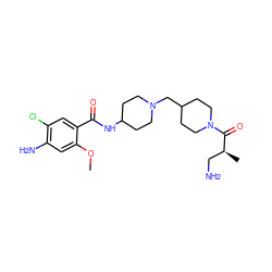 COc1cc(N)c(Cl)cc1C(=O)NC1CCN(CC2CCN(C(=O)[C@@H](C)CN)CC2)CC1 ZINC000013439993