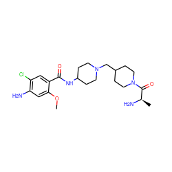 COc1cc(N)c(Cl)cc1C(=O)NC1CCN(CC2CCN(C(=O)[C@@H](C)N)CC2)CC1 ZINC000013439989