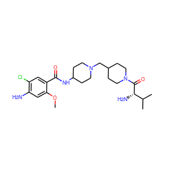 COc1cc(N)c(Cl)cc1C(=O)NC1CCN(CC2CCN(C(=O)[C@@H](N)C(C)C)CC2)CC1 ZINC000013440001