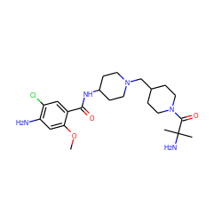 COc1cc(N)c(Cl)cc1C(=O)NC1CCN(CC2CCN(C(=O)C(C)(C)N)CC2)CC1 ZINC000013440005