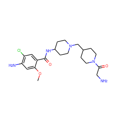 COc1cc(N)c(Cl)cc1C(=O)NC1CCN(CC2CCN(C(=O)CN)CC2)CC1 ZINC000013439979