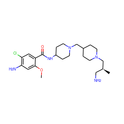 COc1cc(N)c(Cl)cc1C(=O)NC1CCN(CC2CCN(C[C@@H](C)CN)CC2)CC1 ZINC000013439973