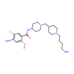 COc1cc(N)c(Cl)cc1C(=O)NC1CCN(CC2CCN(CCCCN)CC2)CC1 ZINC000003974293