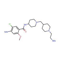 COc1cc(N)c(Cl)cc1C(=O)NC1CCN(CC2CCN(CCN)CC2)CC1 ZINC000022924617