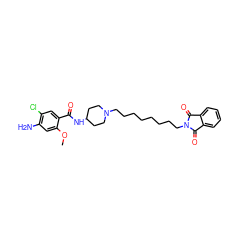 COc1cc(N)c(Cl)cc1C(=O)NC1CCN(CCCCCCCCN2C(=O)c3ccccc3C2=O)CC1 ZINC000043069697