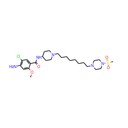 COc1cc(N)c(Cl)cc1C(=O)NC1CCN(CCCCCCCCN2CCN(S(C)(=O)=O)CC2)CC1 ZINC000043020081