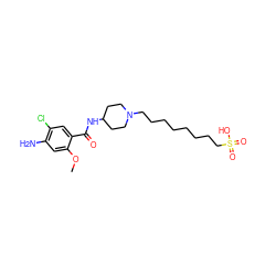 COc1cc(N)c(Cl)cc1C(=O)NC1CCN(CCCCCCCCS(=O)(=O)O)CC1 ZINC000043011030