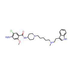 COc1cc(N)c(Cl)cc1C(=O)NC1CCN(CCCCCN(C)CCc2c[nH]c3ccccc23)CC1 ZINC000043119921