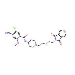 COc1cc(N)c(Cl)cc1C(=O)NC1CCN(CCCCCN2C(=O)c3ccccc3C2=O)CC1 ZINC000043025184