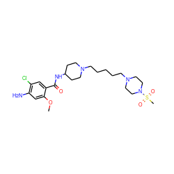 COc1cc(N)c(Cl)cc1C(=O)NC1CCN(CCCCCN2CCN(S(C)(=O)=O)CC2)CC1 ZINC000043070664