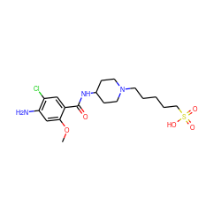 COc1cc(N)c(Cl)cc1C(=O)NC1CCN(CCCCCS(=O)(=O)O)CC1 ZINC000043023859